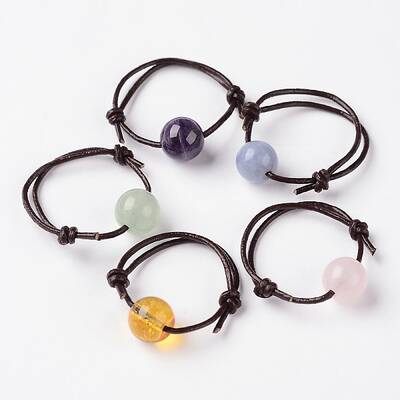Adjustable Natural Mixed Stone Finger Rings