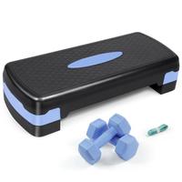 Tone Fitness Adjustable Height Aerobic Stepper Set with 2 Dumbbells & Measuring Tape, Workout Exercise Step Platform w/Level ...