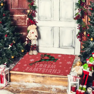 Garvee Christmas Rug with Snow Reindeer Area Rugs for Living Room Soft Low Pile Washable Rug for Home Decor Indoor Non Slip C...