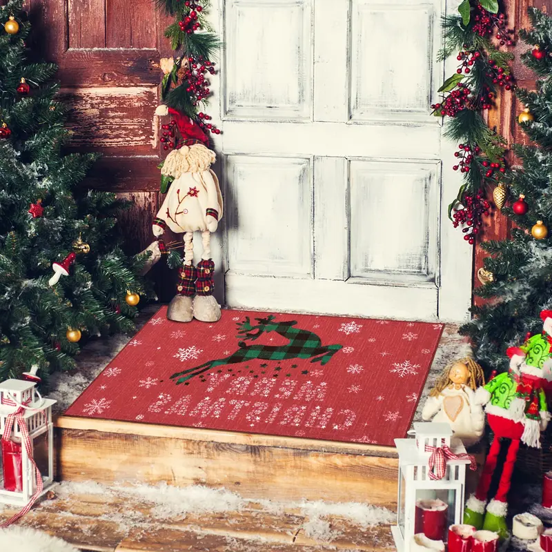 Garvee Christmas Rug with Snow Reindeer Area Rugs for Living Room Soft Low Pile Washable Rug for Home Decor Indoor Non Slip C...