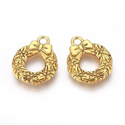 Tibetan Style Alloy Christmas Wreath Pendants