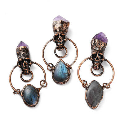 Natural Amethyst & Labradorite Big Pendants