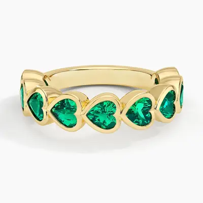 14K Gold 1 CT.T.W. Lab Emerald Custom & Heart Engagement Ring