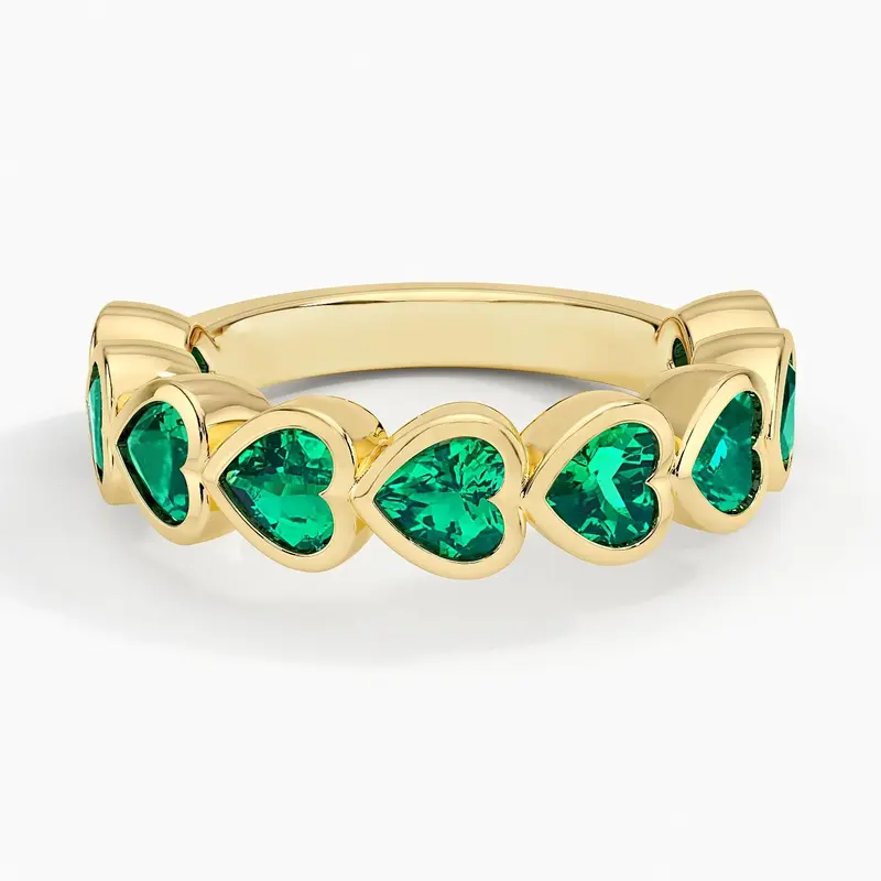 14K Gold 1 CT.T.W. Lab Emerald Custom & Heart Engagement Ring