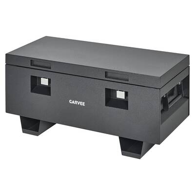 Garvee 36x 16x 18 Heavy-Duty Steel Truck Bed Tool Box - Lockable Waterproof Jobsite Chest with Removable Feet, Side Handle...