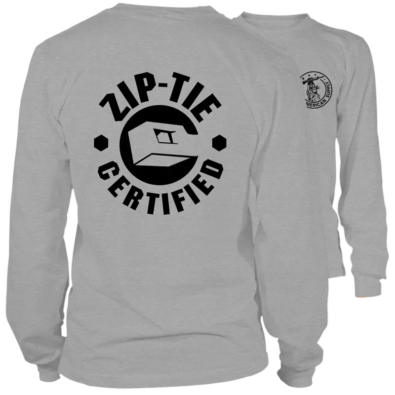 Zip Tie- Long Sleeve Heather Gray T-Shirt