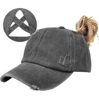 Women's Adjustable Cotton Ponytail Baseball Cap with Criss Cross Messy Buns Design and Distressed Dad Trucker Style - Perfect...