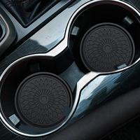 Car Flower Embossed Cup Holder Coasters, Non-Slip & Heat Resistant Car Cup Holder Coaster, Stylish Car Interior Accessories