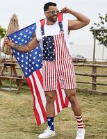 Bindefon 4th of July 4-Piece Ssts - American Flag Overalls Men,Cape,USA Sunglasses,Patriotic Socks, Menswear, Father's Day Gi...