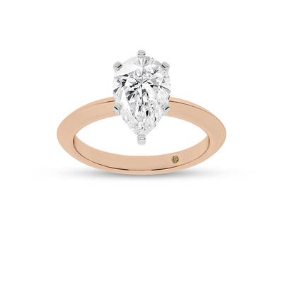 Prism Knife Edged Four Prong Pear Shape Lab Grown Solitaire Diamond Ring | 18K Rose Gold 1 1/2 CT. TW.