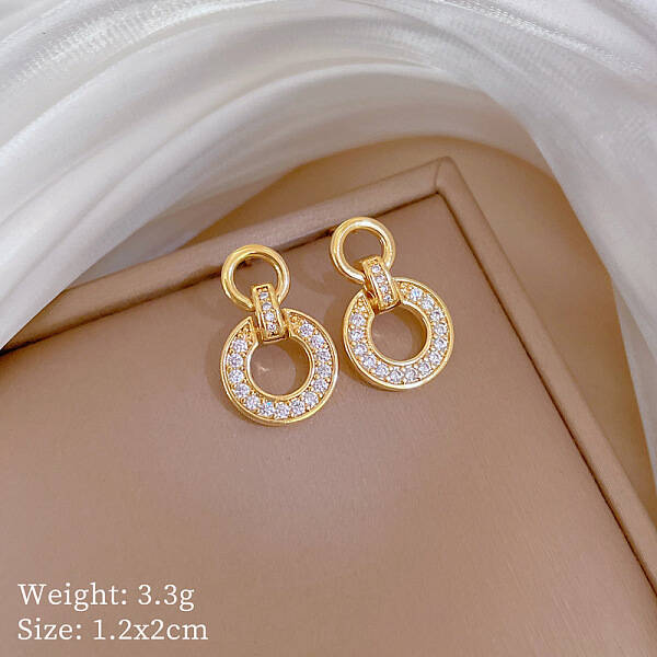 Ring 304 Stainless Steel Micro Pave Clear Cubic Zirconia Stud Earrings