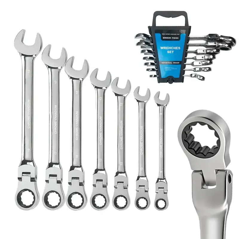 Combination Wrench Set, Flex-head Ratcheting Combination Wrench Set, Multipurpose Car Repair Tool, Professional Hand Tool for...