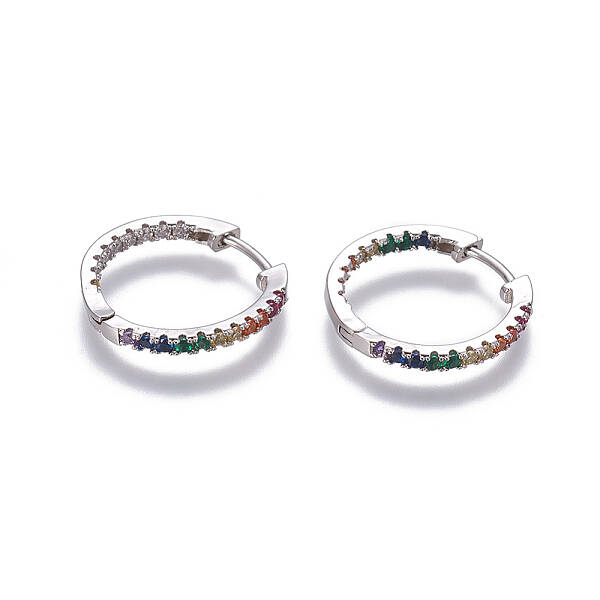 Brass Cubic Zirconia Hoop Earrings
