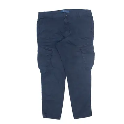ZARA MAN Cargo Trousers Blue Relaxed Tapered Mens W26 L28