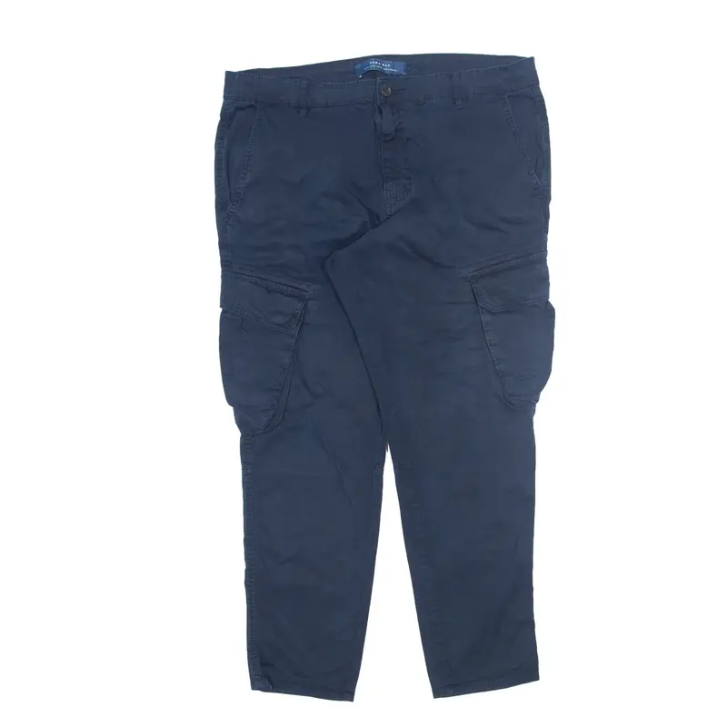 ZARA MAN Cargo Trousers Blue Relaxed Tapered Mens W26 L28