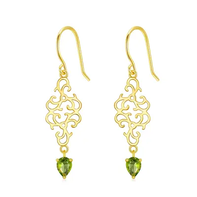 14K Gold Cubic Zirconia Personalized Birthstone Drop Earrings
