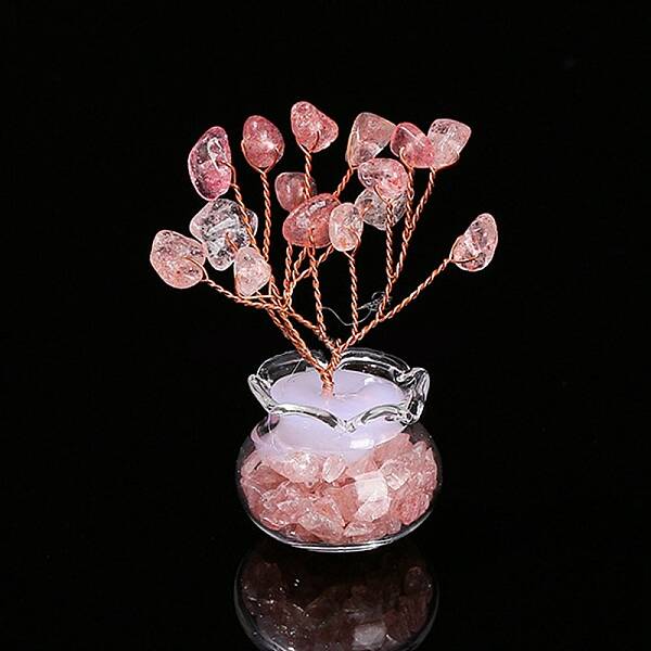 Natural Strawberry Quartz Chips Tree Decorations