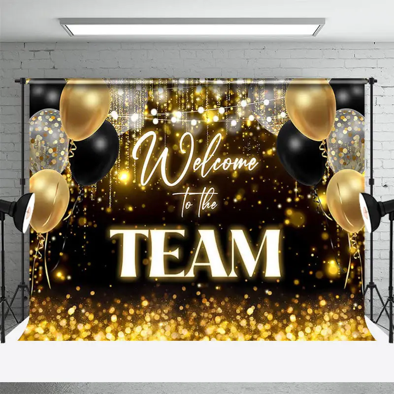 Welcome To The Team Glitter Colleague Party Backdrop - Aperturee