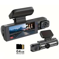 Dual Recording Car DVR Camera, Dash Cam with 64GB Memory Card, Wide Angle Car Dash Camera with 3.16 Inch lPS Screen, Video Su...