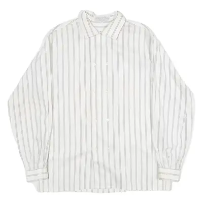 JEAN DE PARIS Mens Shirt White Striped Long Sleeve M