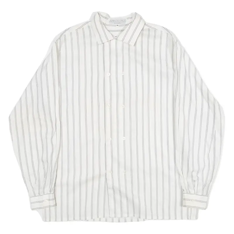 JEAN DE PARIS Mens Shirt White Striped Long Sleeve M