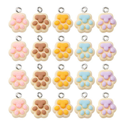 40Pcs 5 Colors Opaque Resin Pendants