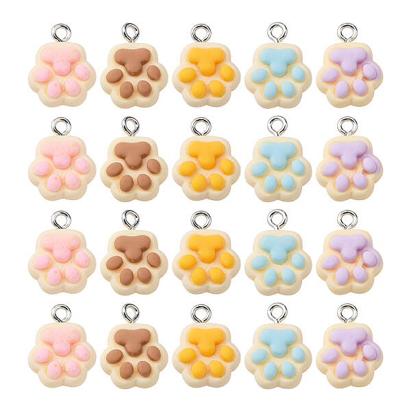 40Pcs 5 Colors Opaque Resin Pendants