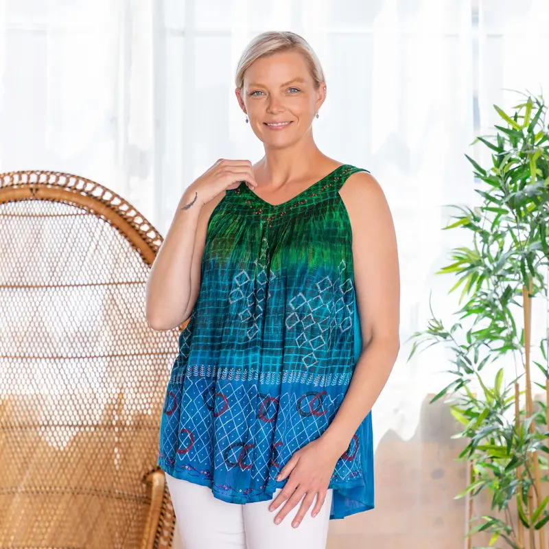 Rainbow Bright Hand Crafted Sleeveless Top - OSFM