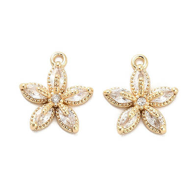 Brass Micro Pave Clear Cubic Zirconia Charms