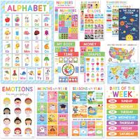 [FreeGift] Educational Posters for Toddlers 18 Laminated Preschool Classroom Kindergarten Wall Decor Alphabet Numbers Chart W...