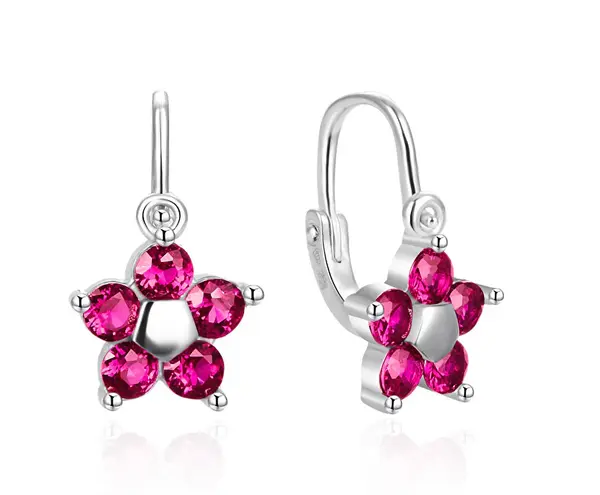 Agato AGT-ED001BF Flower Baby Earrings with Zirconia