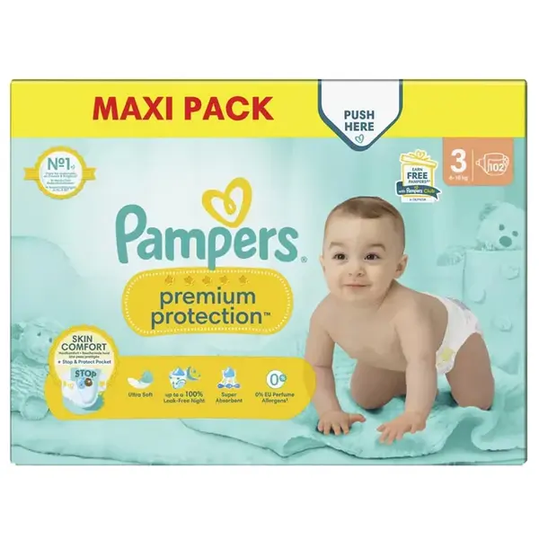 Pampers Premium Protection Size 3 (6-10kg) Maxi Pack 102 diapers