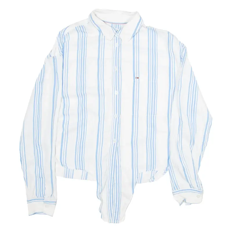 TOMMY HILFIGER Womens Shirt Blue Striped Long Sleeve M