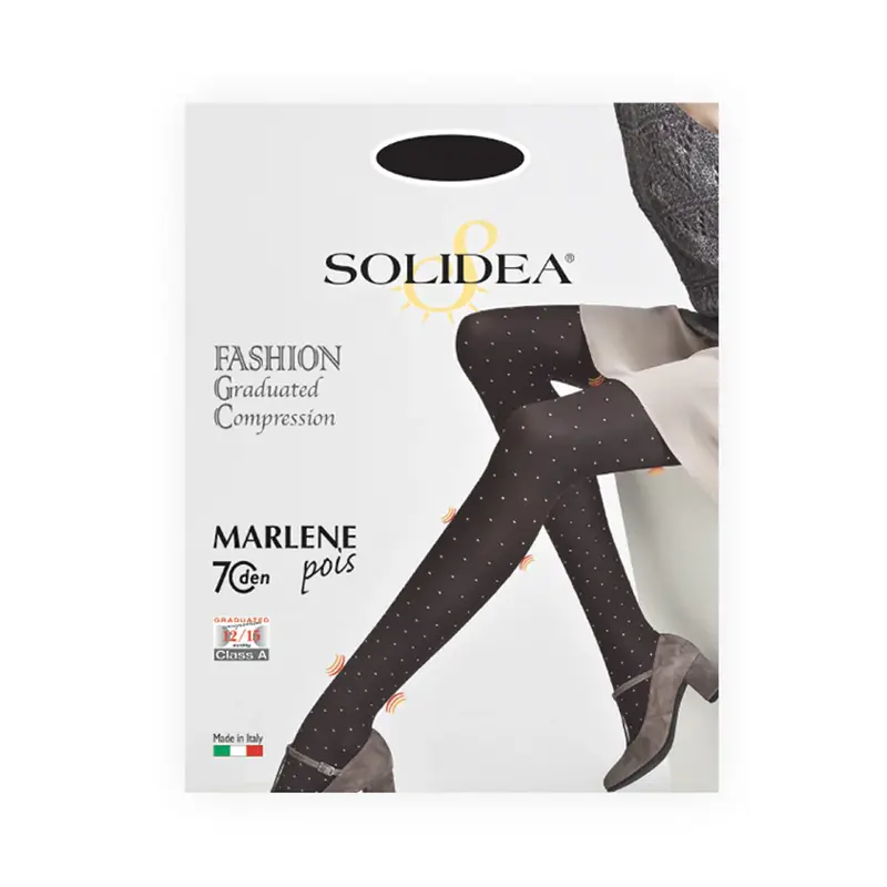 Solidea Marlene Pois Opaque Tights 70 Den Compression 12 15mmHg 3ML Black