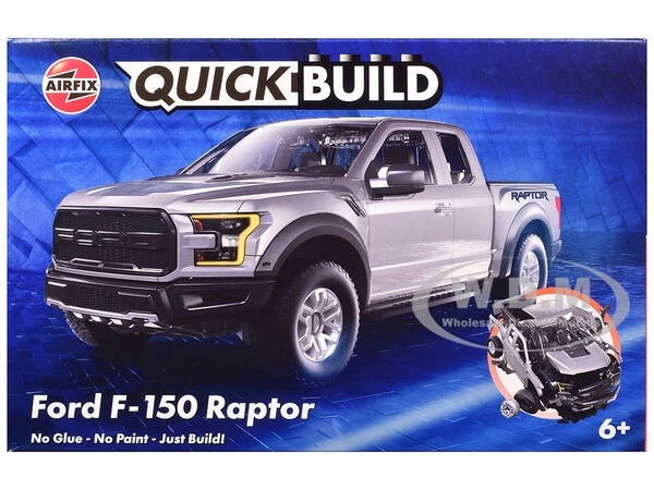 Skill 1 Model Kit Ford F-150 Raptor Pickup Truck Gray Snap Together Snap Together Painted Plastic Model Car Kit by Airfix Qui...