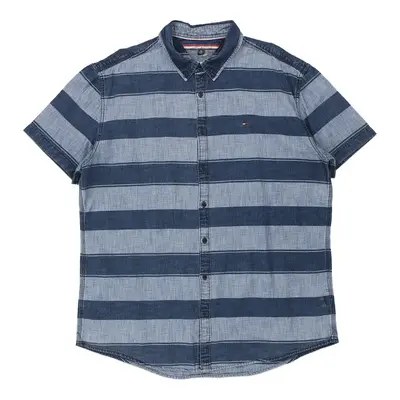 Tommy Hilfiger Striped Short Sleeve Shirt - 2XL Blue Cotton