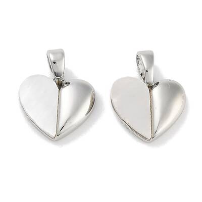 Brass Pave Natural Shell Peach Heart Charms