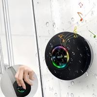 Waterproof Speaker, Portable Suction Cup Speakers with LED Lights, Rechargeable Bluetooth-compatible Speakers for Home, Bath...