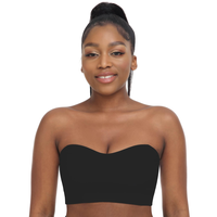 Zimcti Ribbed Seamless Bra Strapless Bra Non-Slip Tube Bras Wireless Padded Bras
