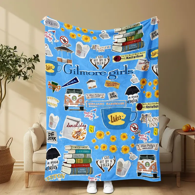 Gilmore Girls Cartoon Pattern Blanket, 1/2 Counts Soft Comfortable Throw Blanket, Cool Bedroom Bedding Blankets, Air-conditio...