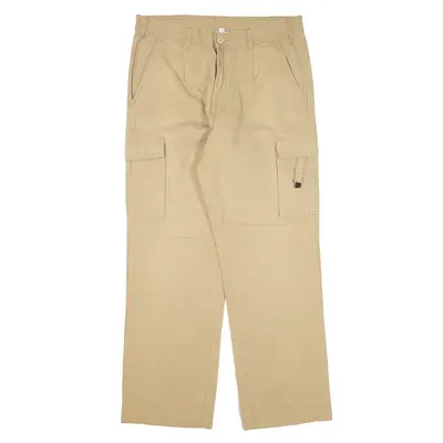 Cargo Denim Trousers Beige Relaxed Straight Mens W33 L30