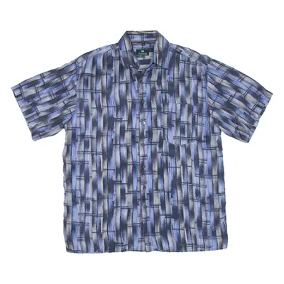 KINGFIELD Mens Shirt Blue Silk Crazy Pattern L