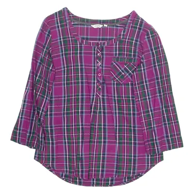 FAT FACE Womens Printed Top Purple Long Sleeve Check UK 10