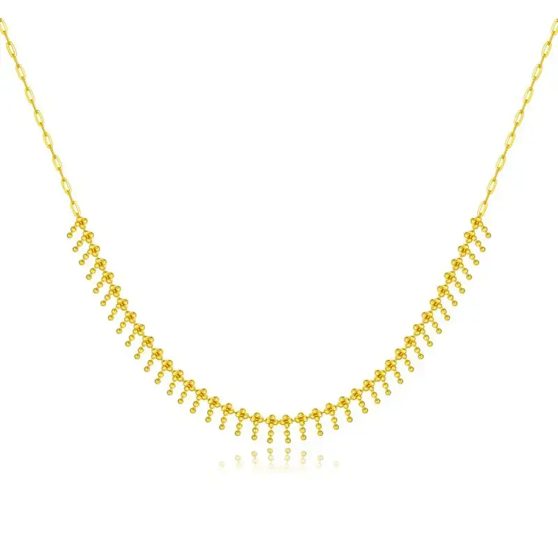 18K Gold Bead Metal Choker Necklace