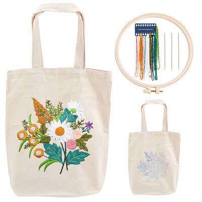 DIY Flower Pattern Tote Bag Embroidery Making Kit