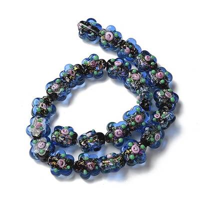 Handmade Foil Lampwork Beads Strands