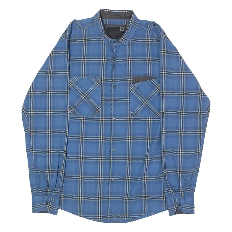 BEN SHERMAN Mens Shirt Blue Check Long Sleeve L
