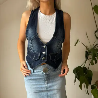 Unbranded Denim Gilet - Small Blue Cotton Blend