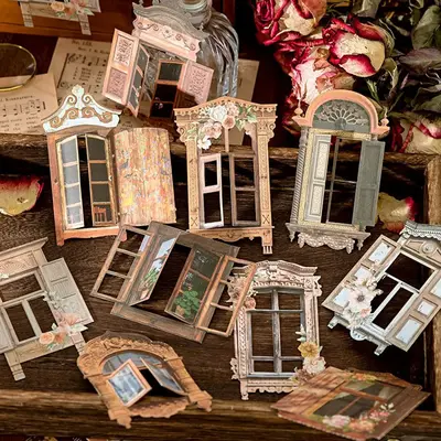 Vintage Hollow Out Window Pattern Decorative Paper, 10pcs/pack Scrapbooking & Stamping Paper, DIY Decorative Material For Scr...