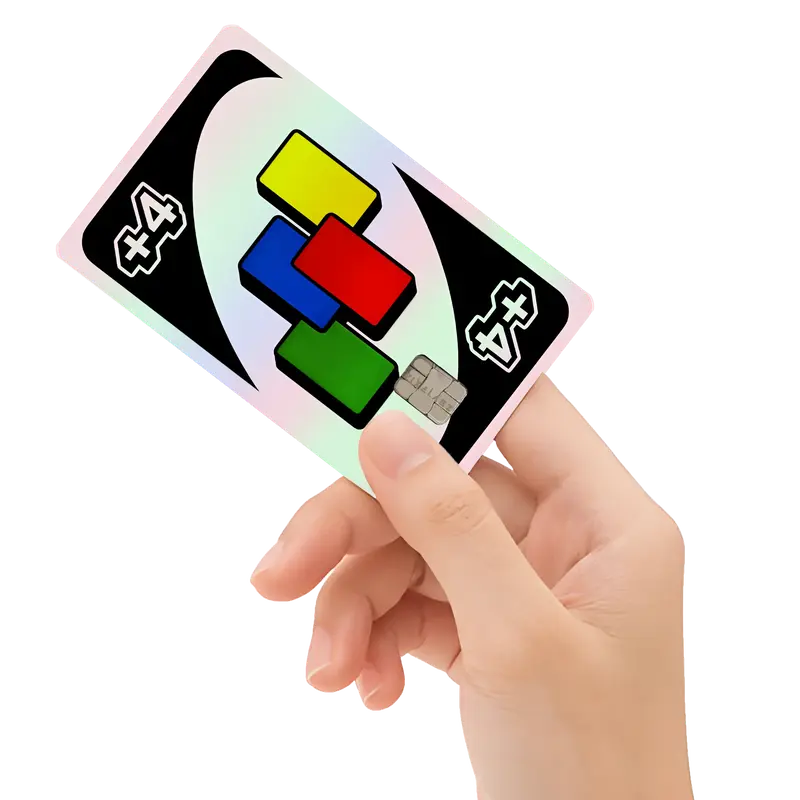 Uno Reverse Draw +4 Holographic Credit Card Decal